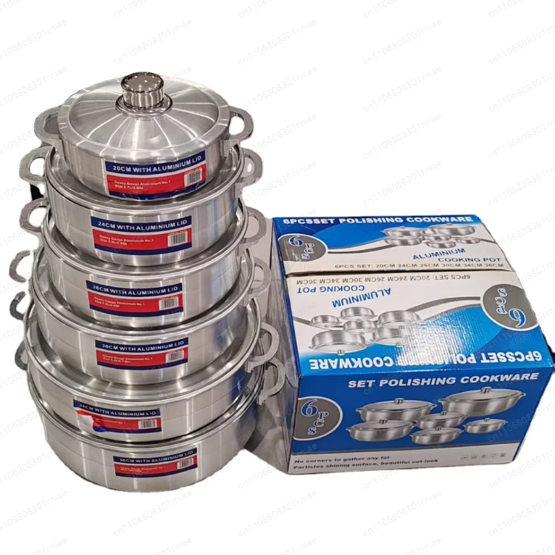 Six-piece aluminum cookware set includes pot