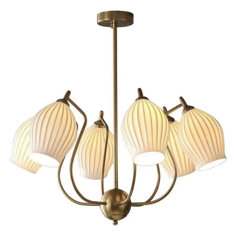 Medieval cream wind living room chandelier French ceramic decoration bedroom dining room chandelier Nordic creative