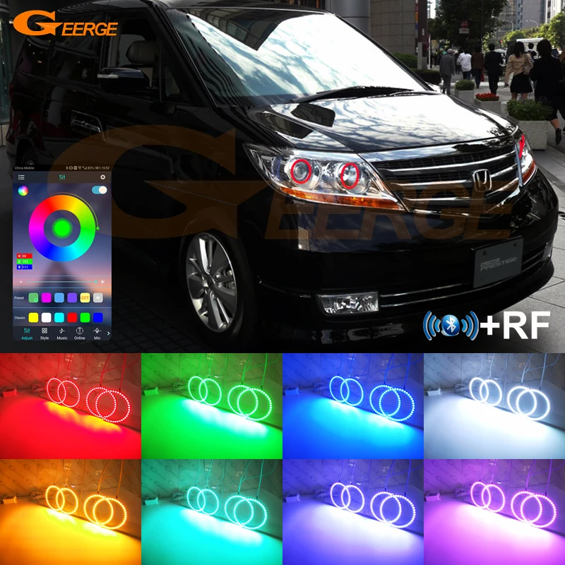 For Honda ELYSION PRESTIGE RR5 RR6 RF Remote Bluetooth-Compatible APP Multi-Color Ultra Bright RGB LED Angel Eyes Kit Halo Rings