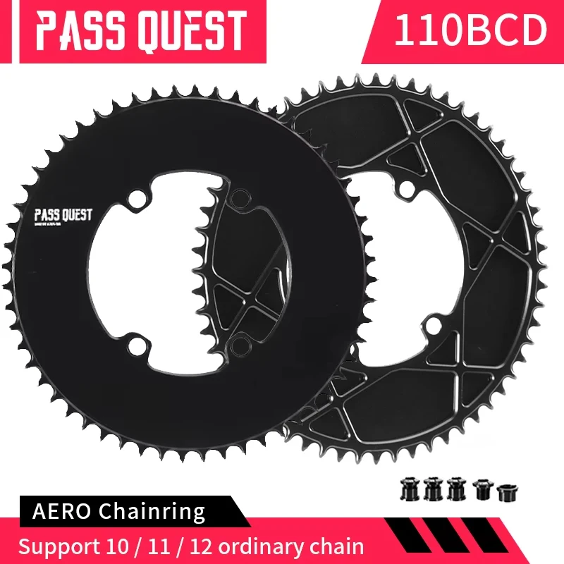 

PASS QUEST Bicycle Aero Crankset - Narrow-Wide Chainring (40T-60T | 110 BCD) Road Bike Chainwheel 9-12 Speed Bicycle components