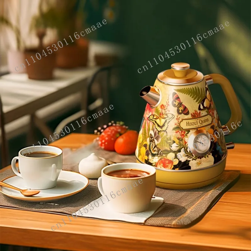 Electric kettle temperature display retro anti-dry burning household pot large capacity high value 304 stainless steel kettle