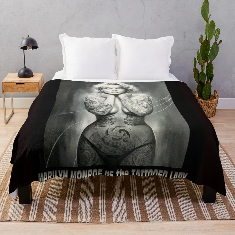 

MARILYN MONROE: as The TATTOOED LADY Print Throw Blanket Beautiful Blankets Blanket With Fur