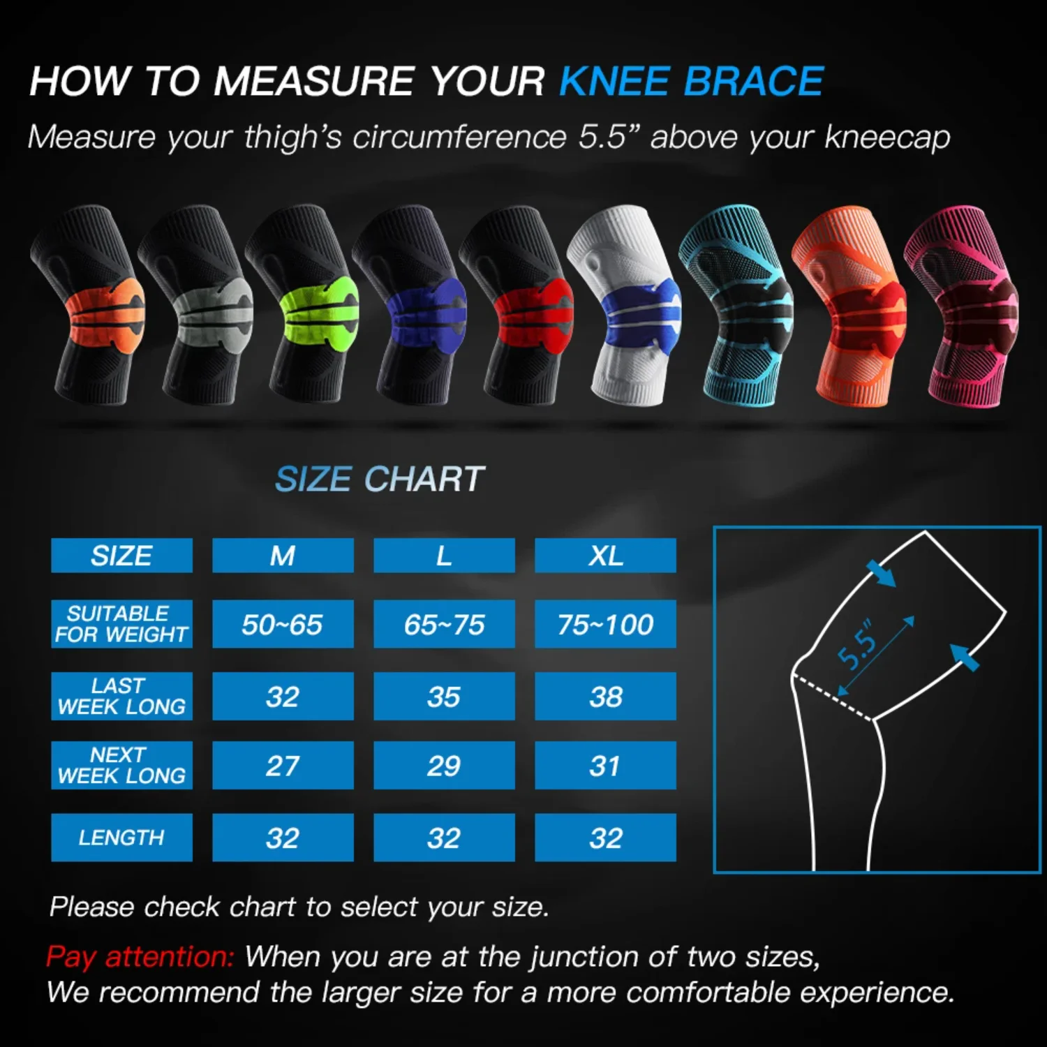 دعامة دعم الركبة المرنة العالية، وسادات الركبة للياقة البدنية والجري وركوب الدراجات، حماية الركبة الرضفة، حماية رياضية محبوكة #6