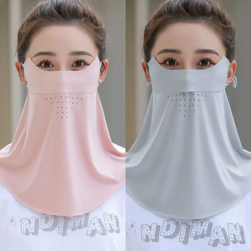 

Summer UV Protection Sunscreen Mask Face Scarf Cycling Sunscreen Ice Silk Mask Face Cover Neck Wrap Cover Breathe Traceless Thin