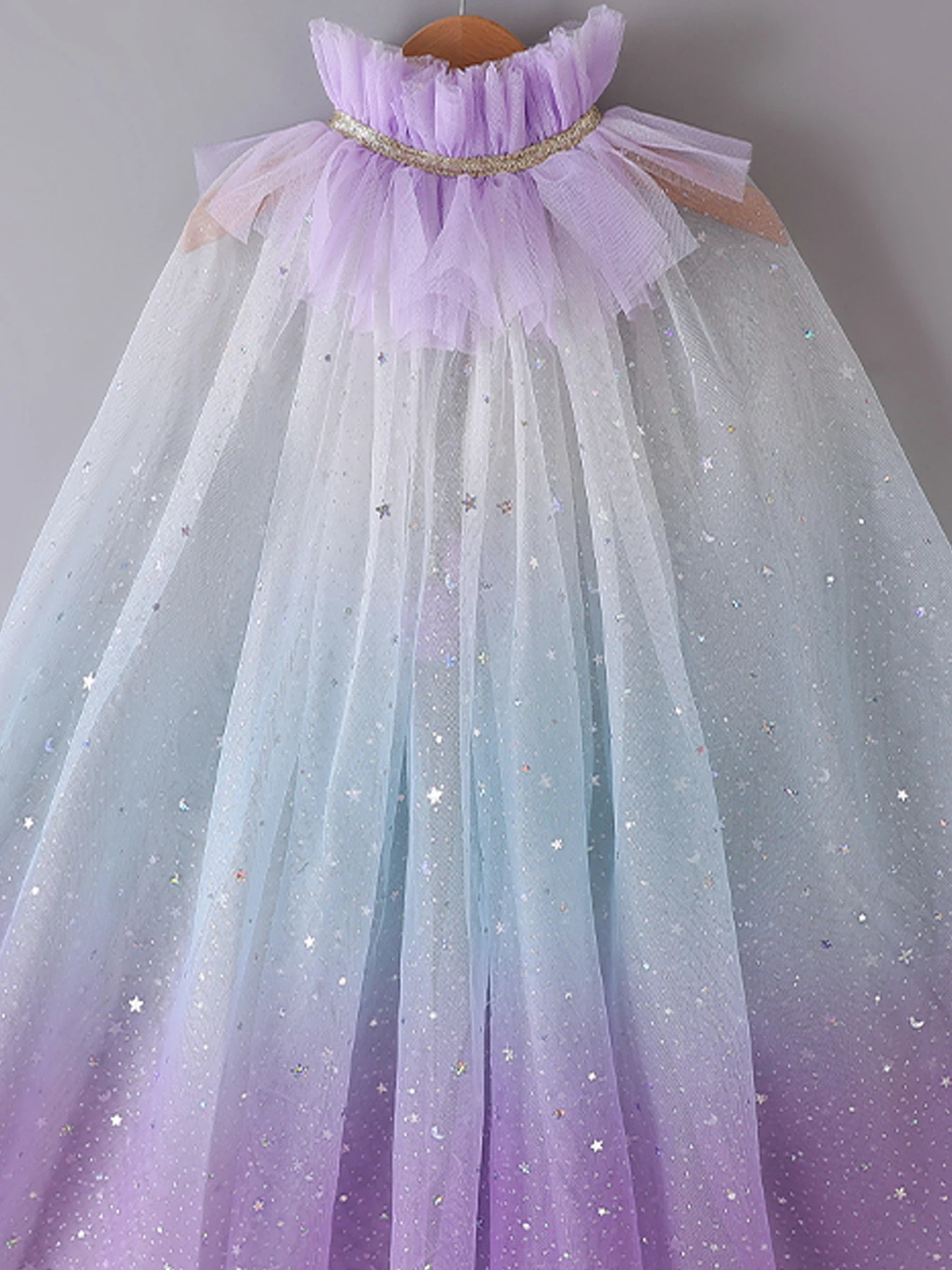 Princess Glitter Multicolor Sequins Shawl Shiny Girl Fairy Cape Cloak Fairy Cape Christmas Costume Party Halloween Kids Clothes view 5