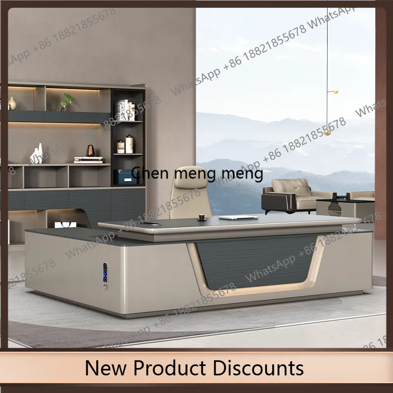 

z10High-end, desk boss table simple modern light luxury, large desk office table and chair combination