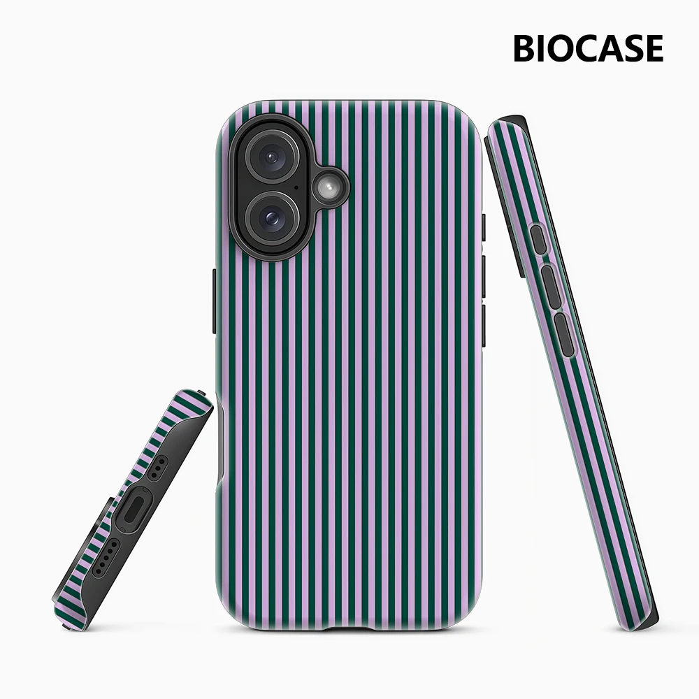 Lila und grüne vertikale Streifen IPhone 17 Must-Haves Handyhülle für IPhone 17 16 15 14 13 Pro Max Plus Doppelschichtige Rückseite