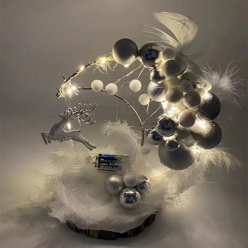 

New Cross Mirror Christmas Feather Ornament Ornament Holiday Party Ambience Lighting Home Decoration Moon Bend Wooden Wheel