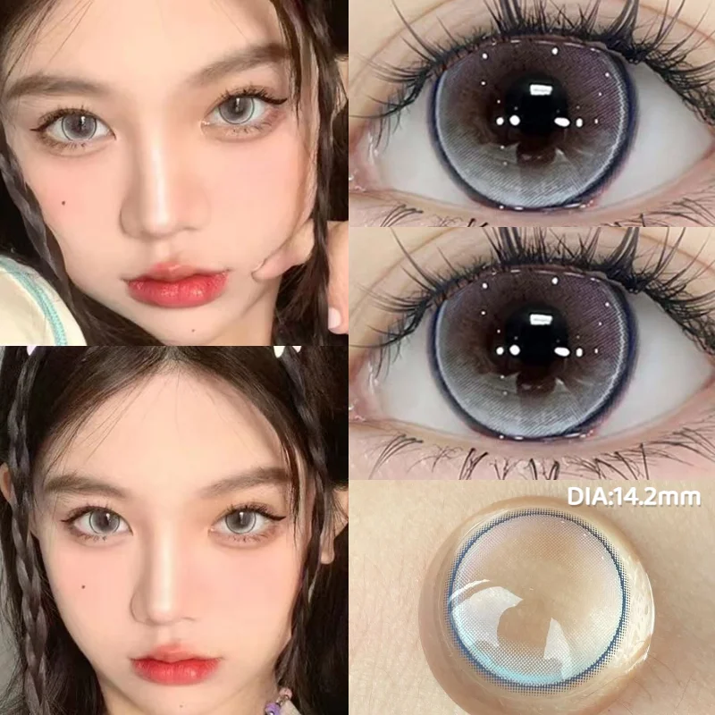 KSSEYE 2PCS Colored Contact Lensee Myopia Green Natural Pupils Effect High Quality Lens With diopter Cosmetic Blue Twinkling Eye