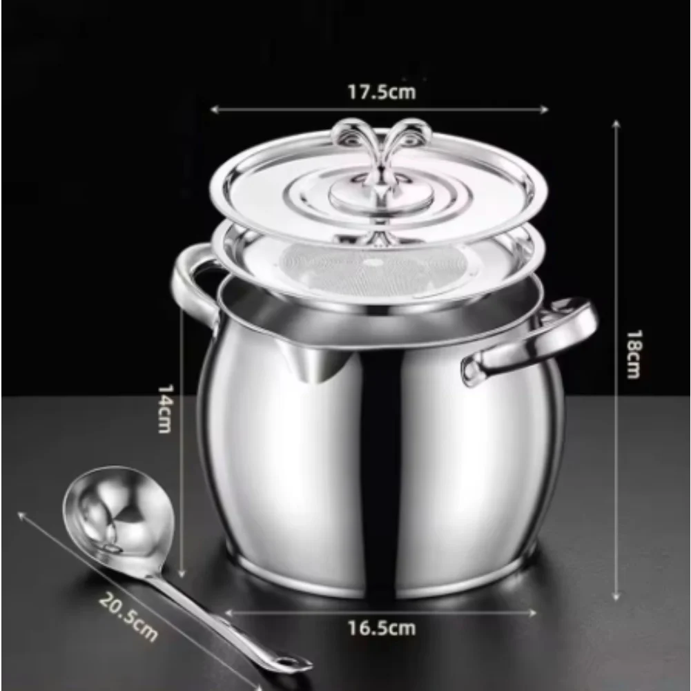 Cooking Oil Storage Lard Strainer For Deep Frying Cleanup Fine Mesh Filtration Large Capacity Design Detachable Structure