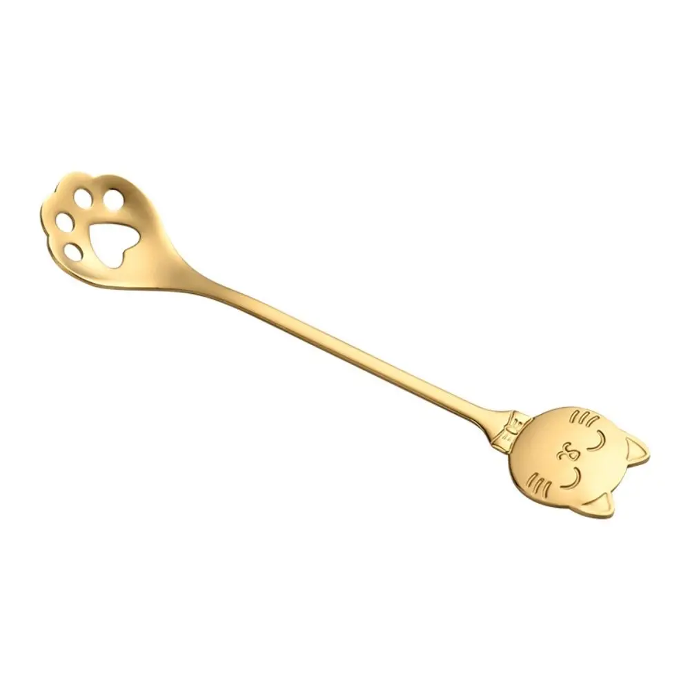 Cute Stainless Steel Cat Paw Teaspoon Mini Size Paw Design Ice Cream Spoon Funny Novelty Stirring Spoon Tableware