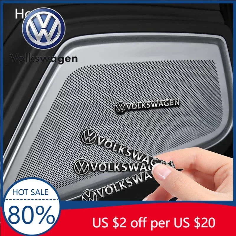 

Для Volkswagen VW: 4 шт. 3D-эмблемы из алюминия для декора автомобильной аудиосистемы, наклейки для Volkswagen GTI, R-Line, R, Polo, Golf, T5, Passat, Magotan