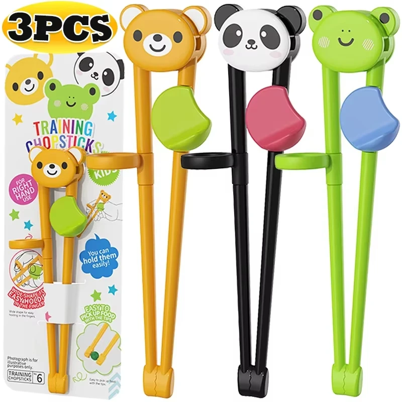 3Pcs Cute Animal Learning Chopsticks for Children Cartoon Elementary Chopsticks Food Grade Training Chopsticks Kids Tableware