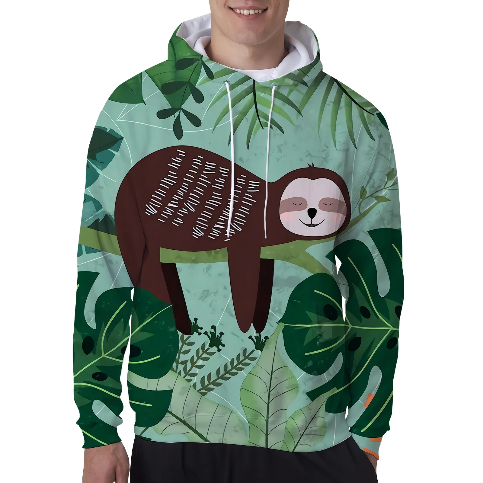 HX Animals Sloth Hoodies Tropical Plants Leaves 3D Printed Sweatshirts Mens Zip Up Coats Men Women Clothing Dropshipping