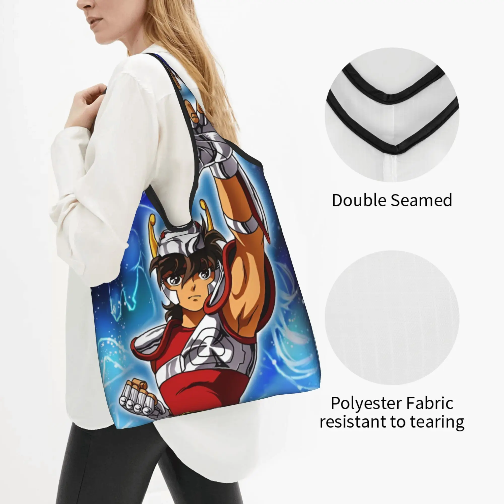 Funny Printed Classical S-Saintes S-Seiyaes Manga Shopping Tote Bag Portable Shoulder Shopper Comics Handbag