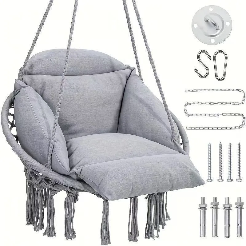 Hanging basket with cushion Deluxe hanging basket cushion Hanging chair Outdoor hammock Anti-rollover Indoor balcony