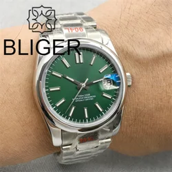 BLIGER Green Dial Automatic Watch 36mm/39mm Domed Case With Blue AR Sapphire Glass With Lens 100M Waterproof NH35 Reloj Hombre