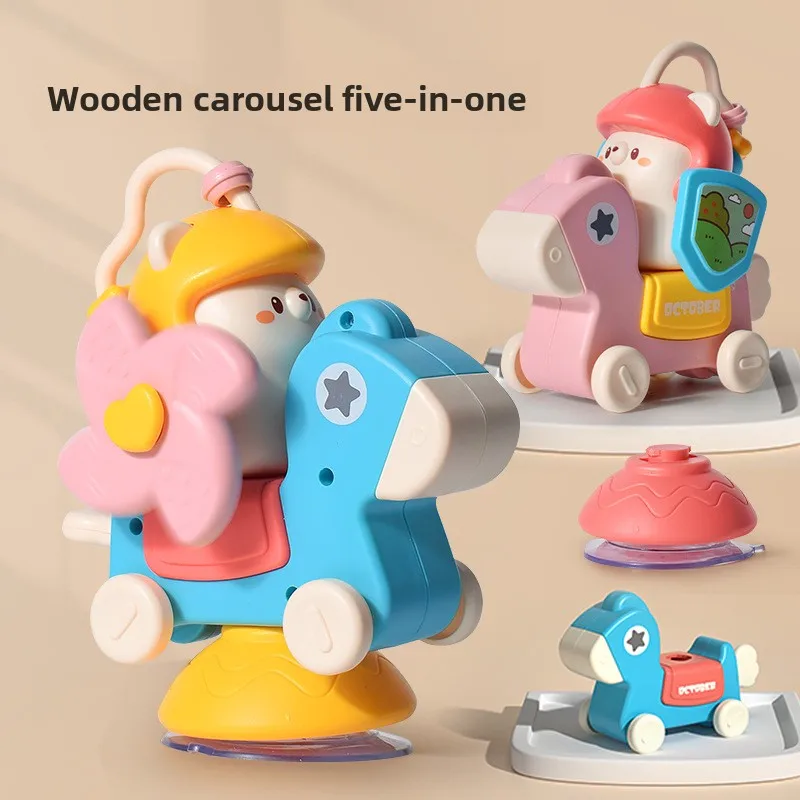 

Multi-Functional Suction Cup Spinning Toy for Infants and Toddlers Table-Top Educational Carousel Toy Baby Early Learning Pony