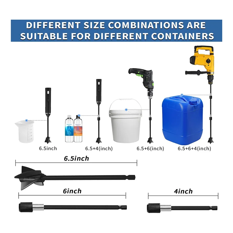 Misturador de resina epóxi e misturador de tinta e acessório de broca para recipientes de 1 galão