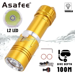 Asafee 10000LM Diving Flashlight Underwater SOS Light Magnetic Switch LED Sucba Torch Waterproof Canister Multiple Color Lantern