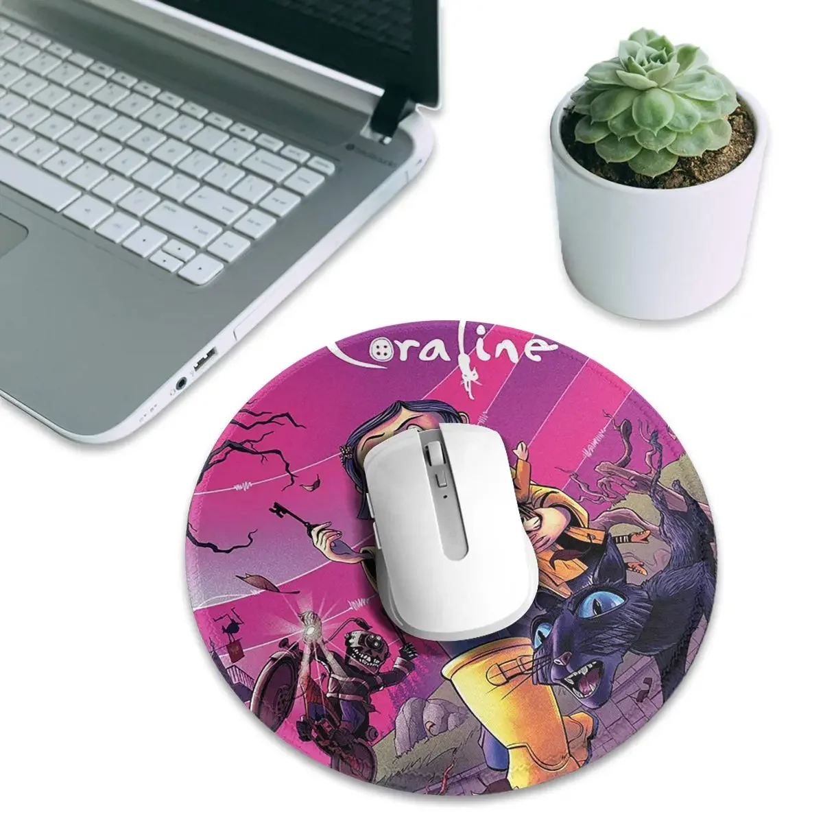 Enchanted Coralines Animation Round Mouse Pad Computer Keyboard Mouse Mat Gaming Laptop Desk Mat Office Table Mats