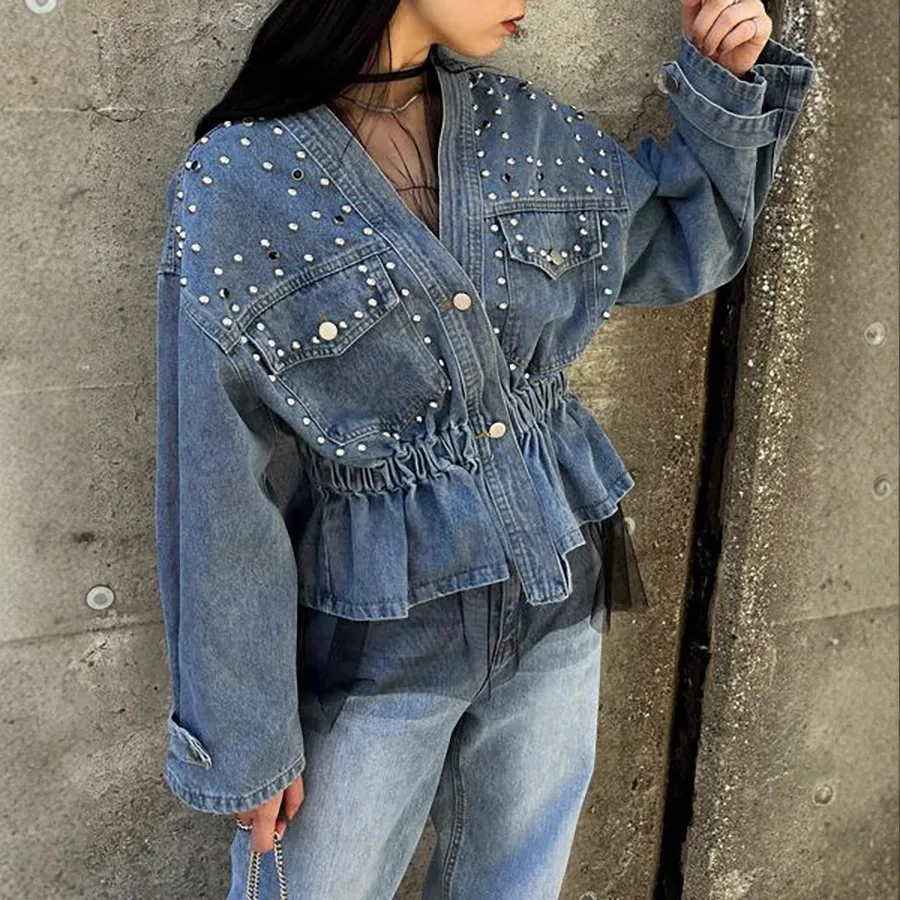

Y2k Denim Jeans Coat Cotton Women Button Spring Autumn Ropa Cardigan Punk Gothic Bomber Jacket Windbreaker Elegant Jackets