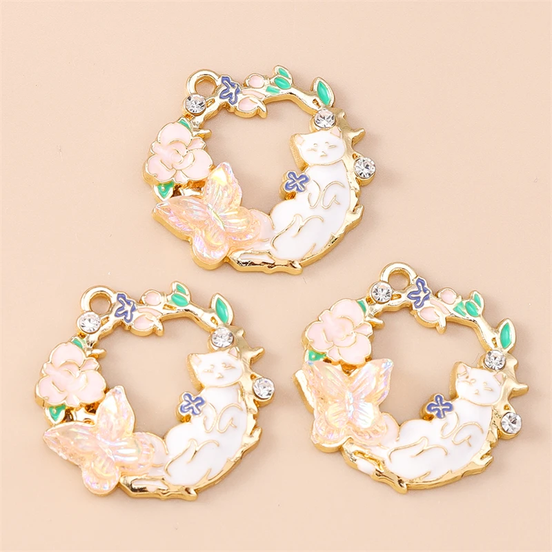 20 Stück Gemischte Cartoon-Tier- und Katzen-Anhänger, Emaille-Blumen-Charms für Schmuckherstellung, Halsketten, Ohrringe, Armbänder, DIY-Bastelgeschenke – Detail 9
