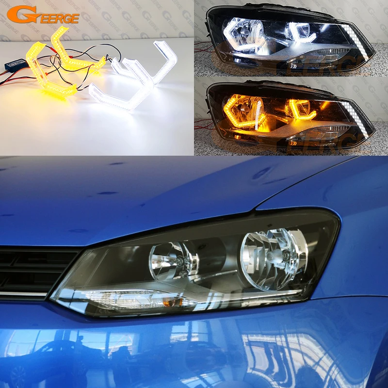 For Volkswagen VW Polo 5 6R 6C Crosspolo Vento Voyage Saveiro Ultra Bright Concept M4 Iconic Style LED Angel Eyes Kit Halo Rings