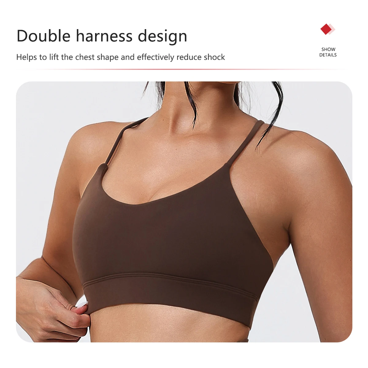 Ctenkevet Sommer Damen Cross-Back Yoga Sport-BH Schnelltrocknend Fitness Lauf-Top Enganliegende Unterwäsche für Aktive Frauen – Detail 6