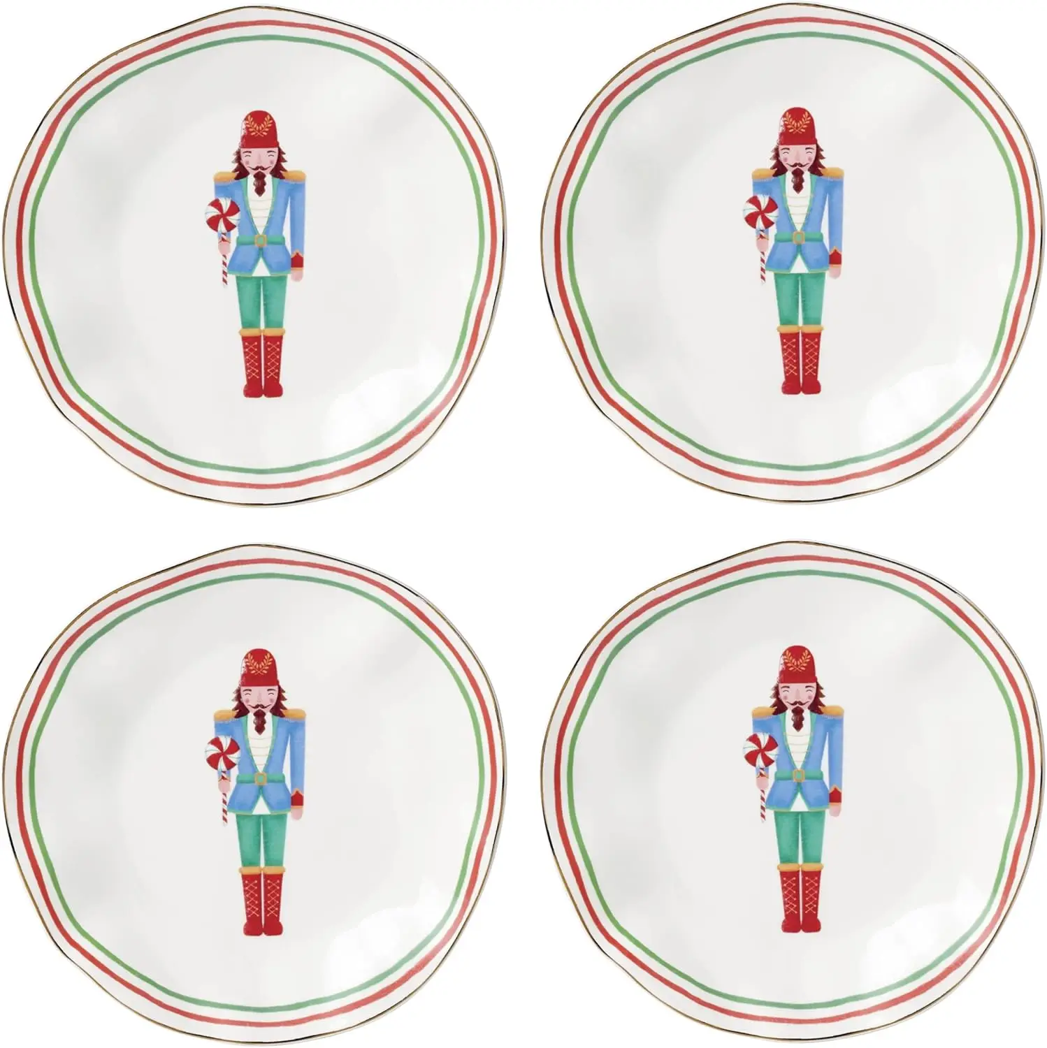 

896881 Nutcracker Dinnerware Accent Plates, Set of 4, Assorted, Christmas, Holiday Hosting