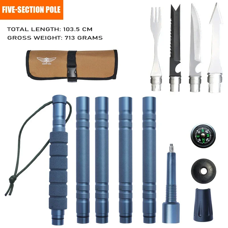 New Arrival Multi-functional Durable Aluminum Trekking Poles Lightweight Folding for Hiking Adjustable Walking Sticks