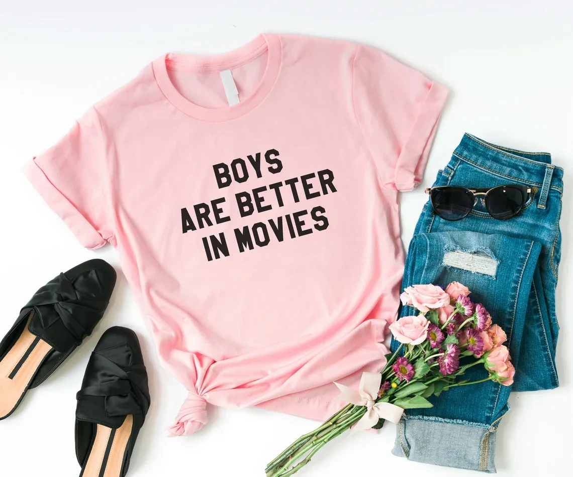 Skuggnas Boys are Better In Movies Funny Graphic t shirt Unisex Fashion Cotton T-shirt Bestfriend Hipster t shirts Drop Shipping