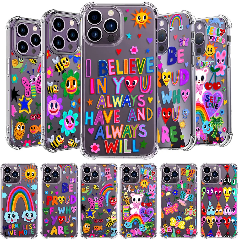 Text Quotes Bee Phone Case For iPhone 15 14 13 12 11 Pro X XS XR Max 7 8 Plus SE 2022 Mini Colorful Print Soft TPU Back Cover