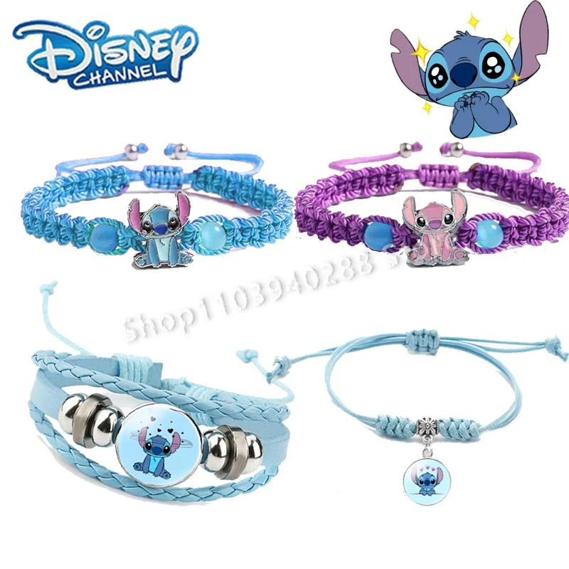 Disney Lilo & Stitch Bracelet Cute Cartoon Anime Woven Bracelet Fashion Jewelry Accessories for Friends Christmas Gifts