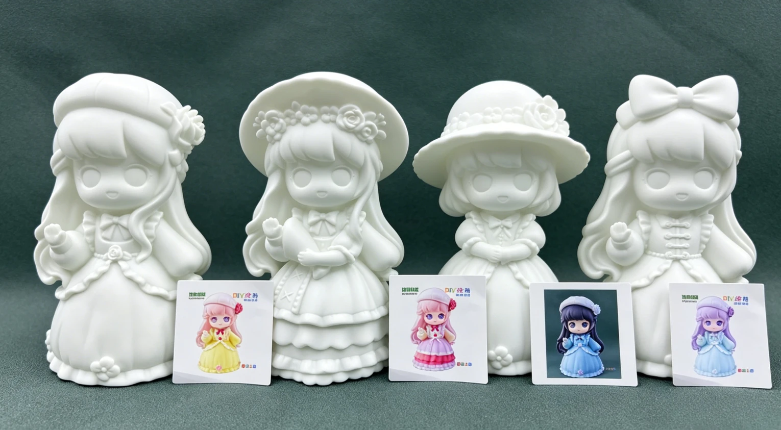 Self-made garden painting with colored princesses, children’s plaster toys, suitable for party supplies, holidays.