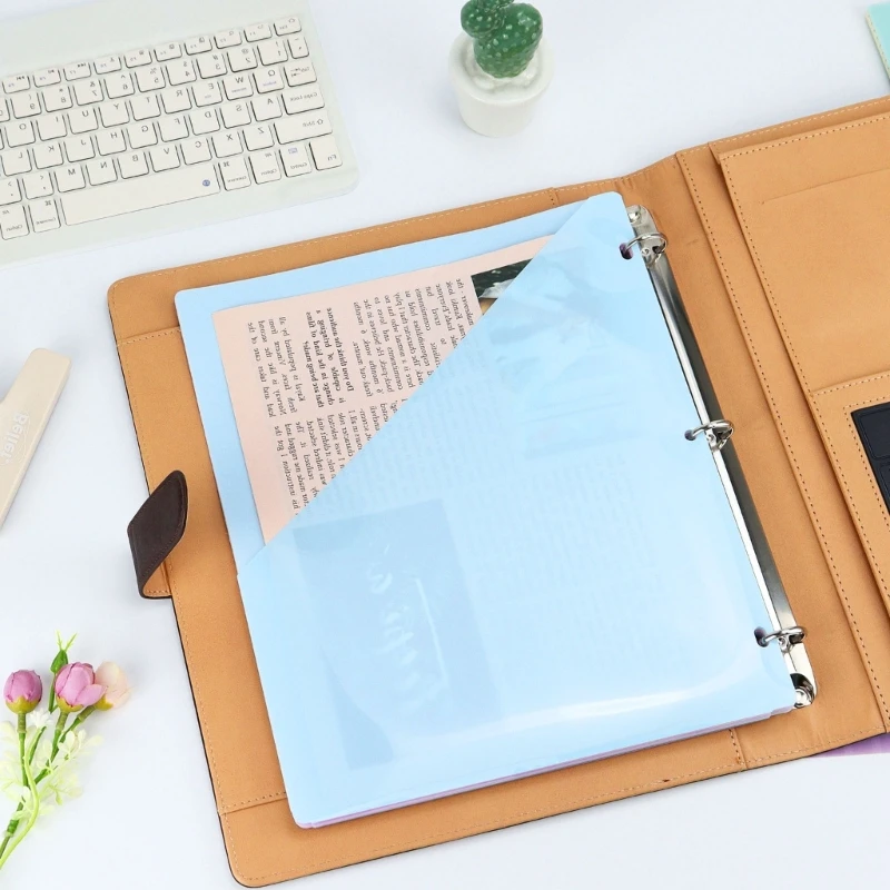 5 ชิ้น 3 หลุม Binder แบ่งกระเป๋าด้านหน้าสำหรับ 3 แหวน Binder Letter ขนาด Binder Divider กระเป๋าเดี่ยว Divider