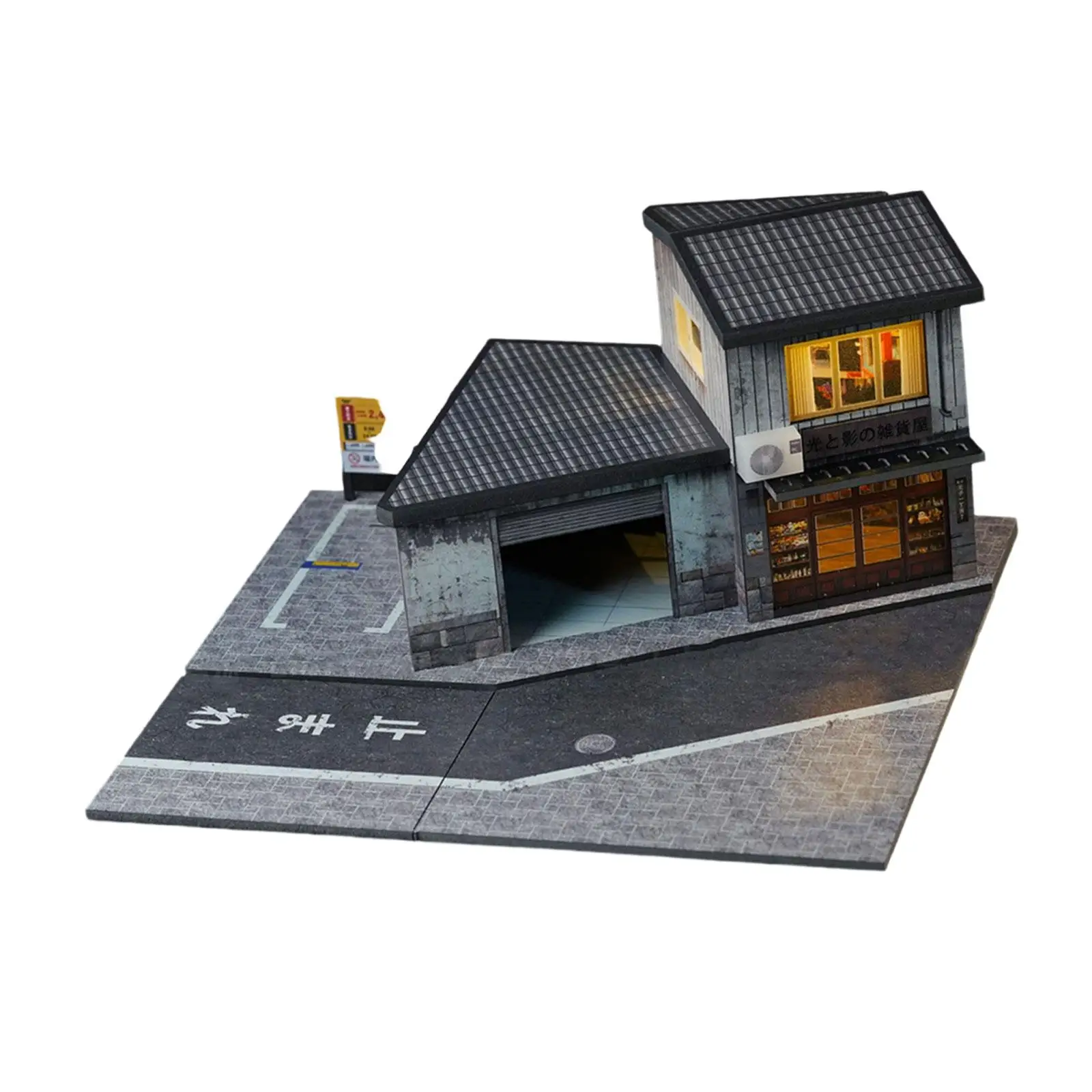 

1/64 Model Shop Lighting Scene with Light Decor Authentic Miniature for Birthday Gift Action Figures Layout Accessory Desktop