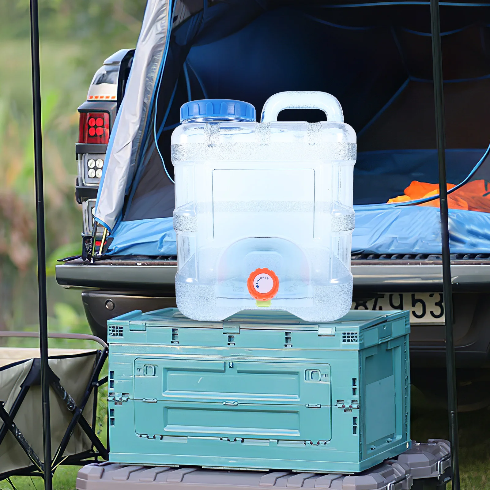 

10L Outdoor Water Bucket Transparent PC Large Capacity for Camping Saltwater Freshwater Container Portable Bottle