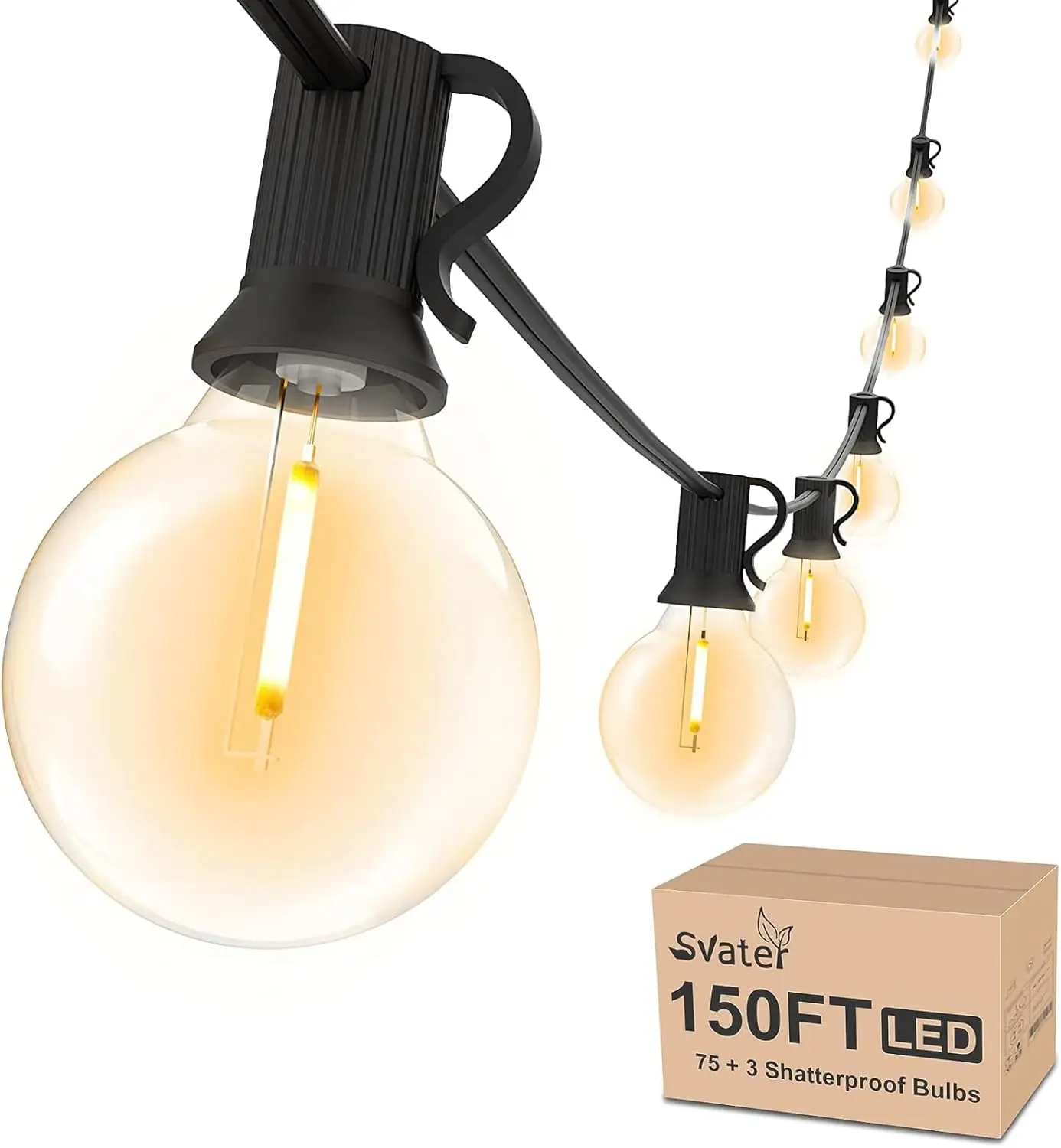 

150 FT Outdoor String Lights with 78 Shatterproof LED Bulbs, Dimmable Warm White 2700K for Patio, Garden, Bistro