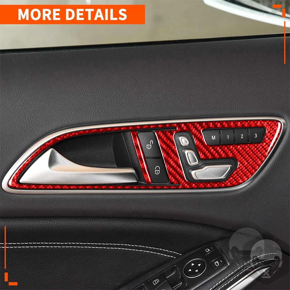 For Mercedes-Benz CLA C117 2014-2018 GLA X156 2015-2019 Inner Door Handle Cover Trim Carbon Fiber Car Interior Accessories