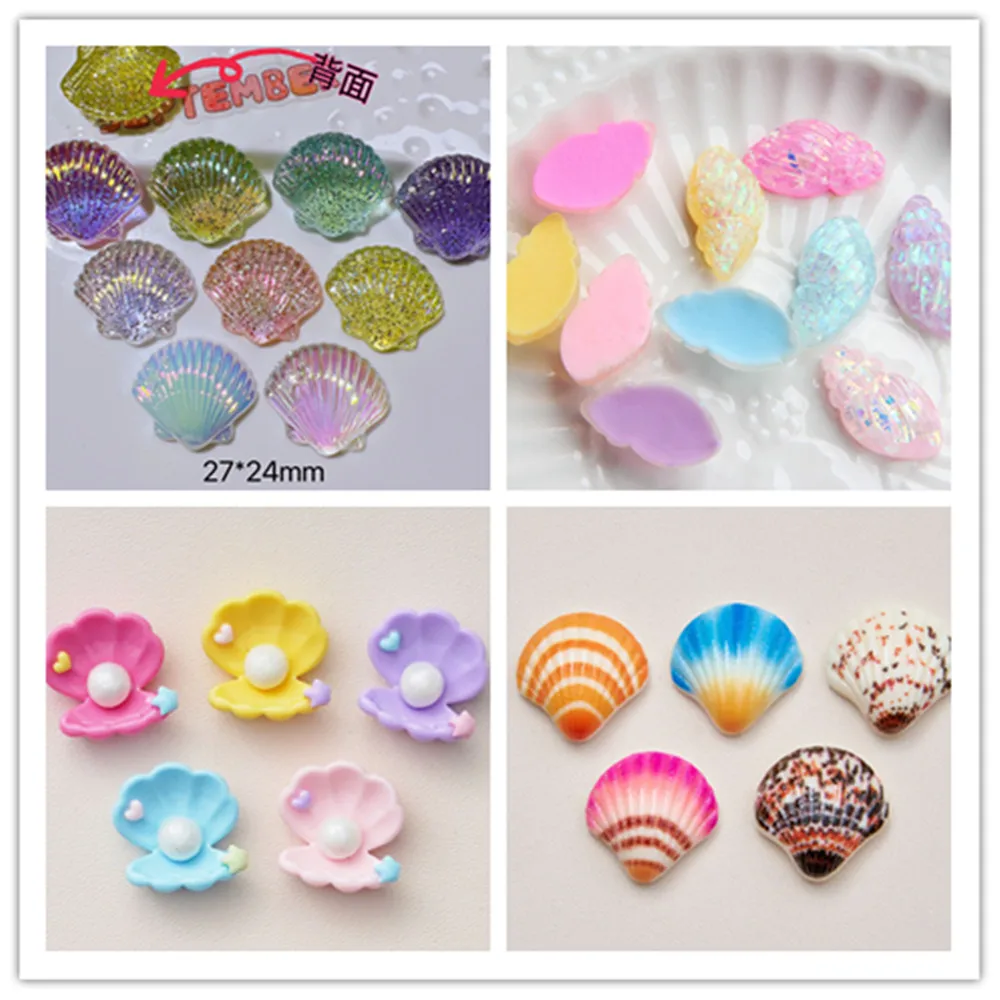 

100 Kawaii ocean Shells Conch Resin Cabochon Flatback Embellishment DIY Accessories Scrapbooking Craft Decoration