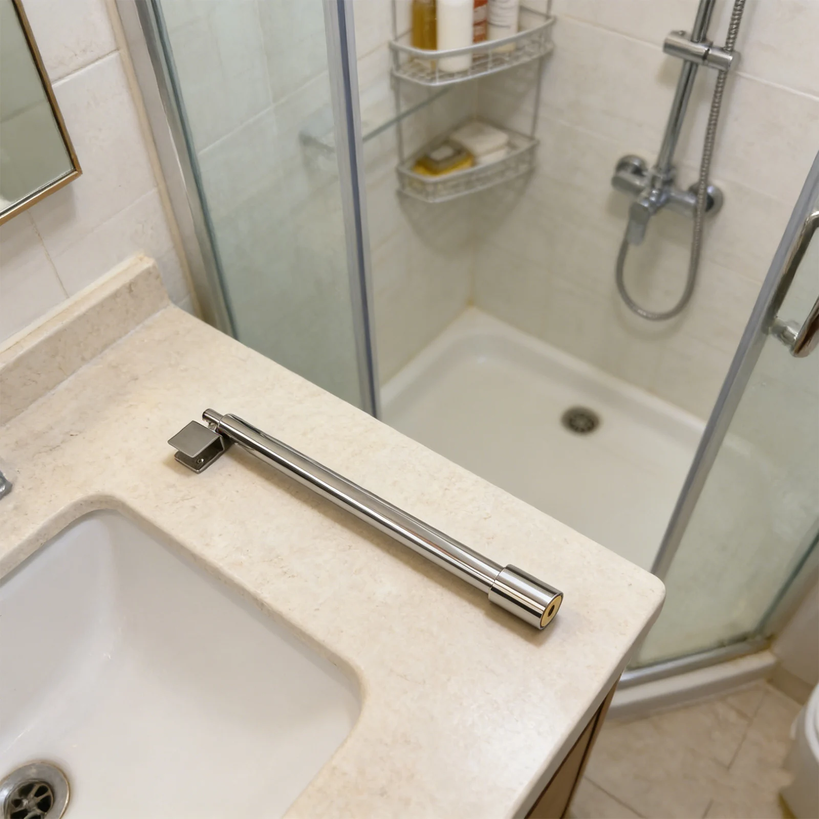 Adjustable Shower Support Bar Decor Stainless Steel Support Bar Compatible With 8-12mm Glass Enhanced Stability