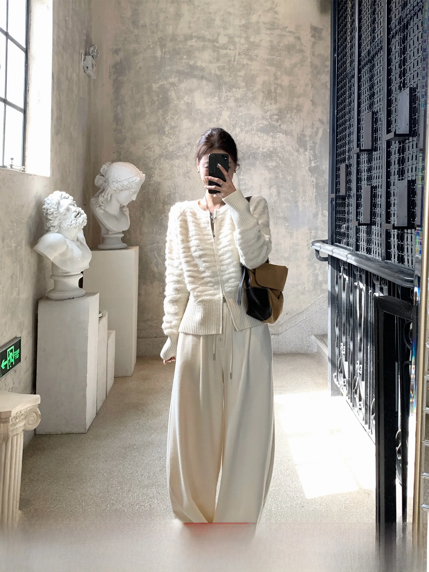 

Женский вязаный кардиган GV Big Brother Winter New Sle с круглым вырезом, на молнии, с 3D-текстурой, двойная молния, длинный свитер