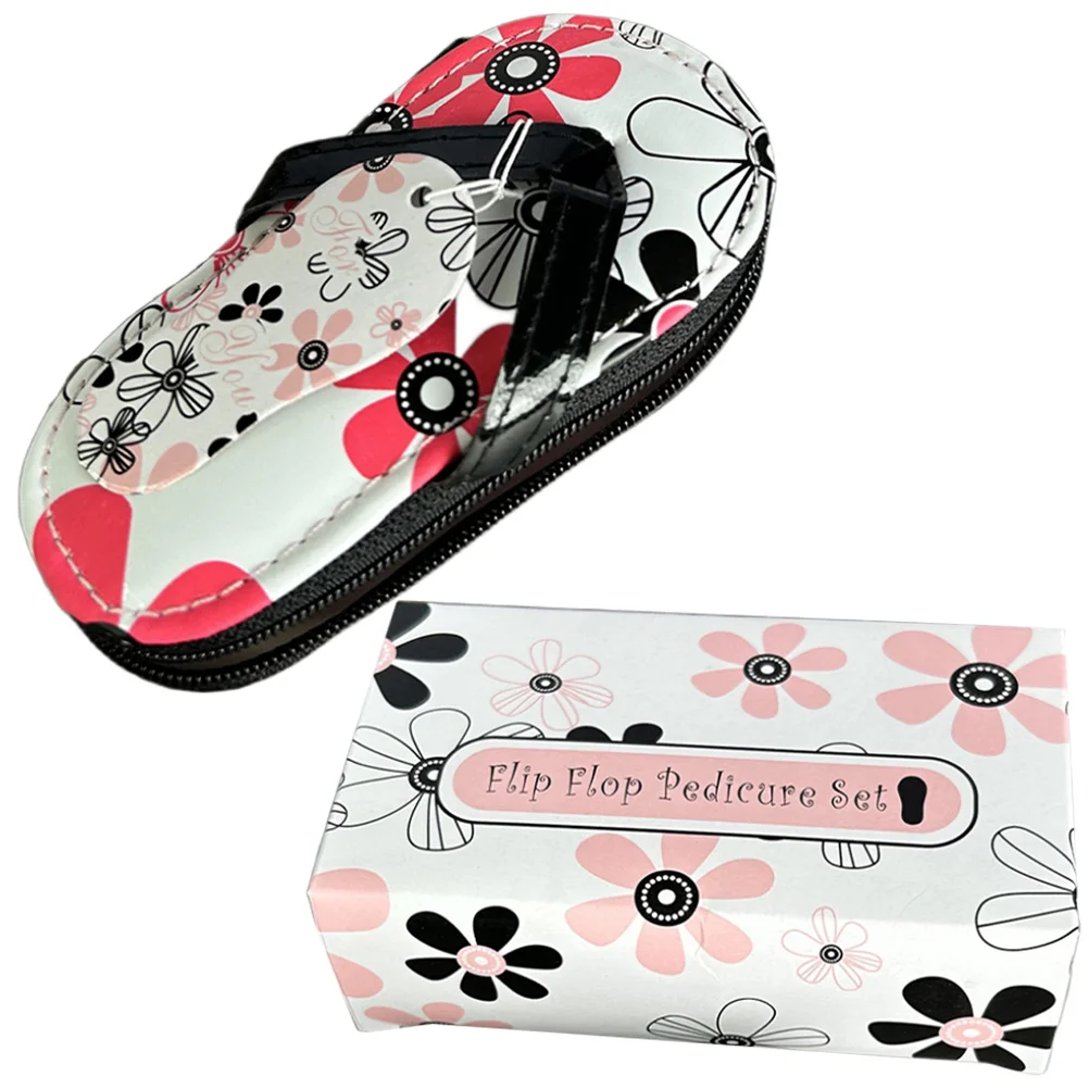 1 セット花柄スリッパ爪切りミニマニキュアセットステンレス鋼ネイルケアキット女性のためのポータブルマニキュアツール