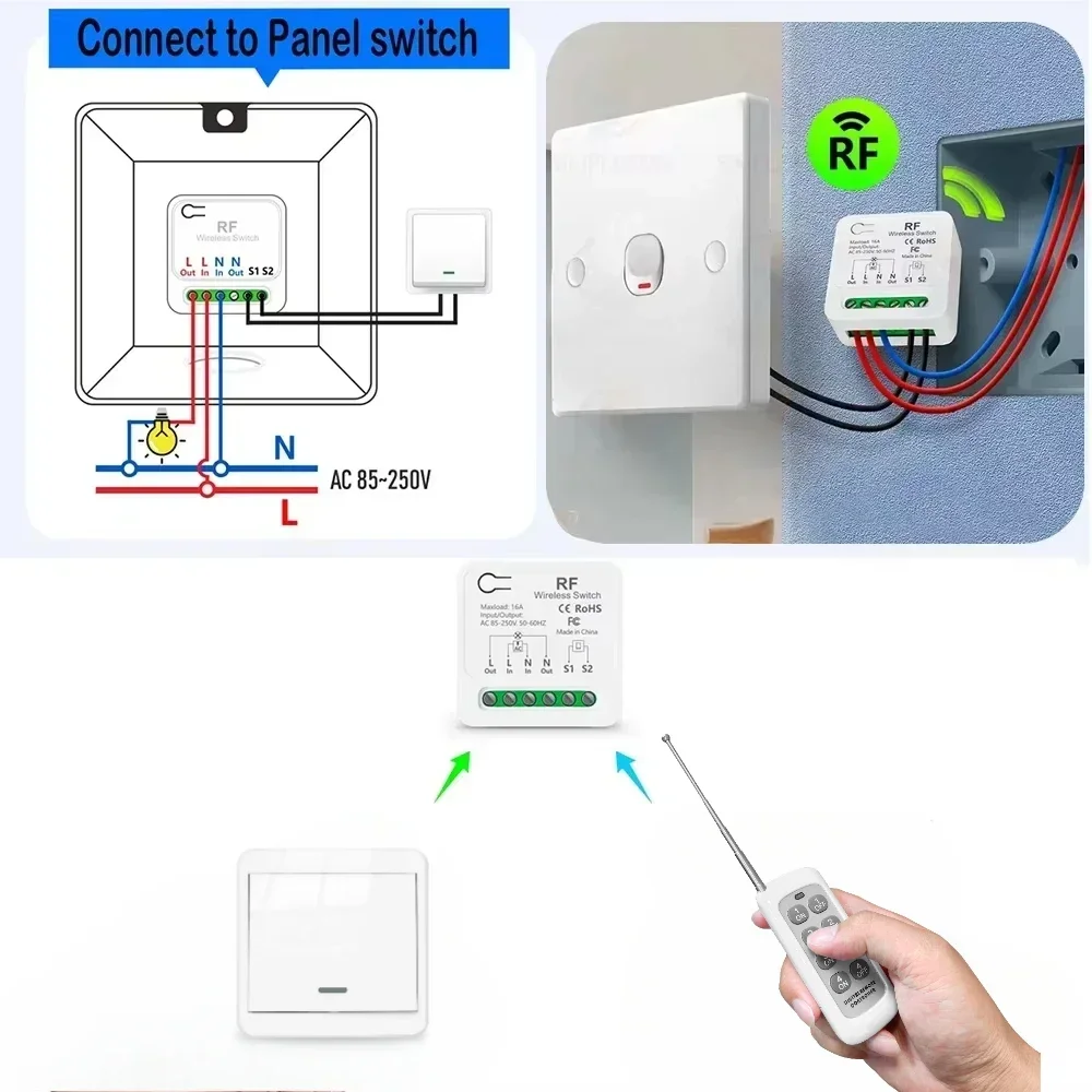 RF Wireless Remote Control Light Switch  AC110V 220V 500m 2-way control with delay function for Home lamp Fan Lighting tv light