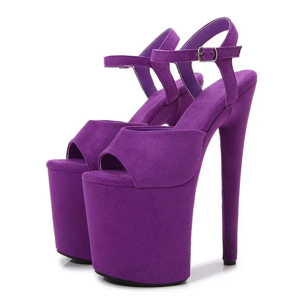 20cm New Style Comfortable Fashion Show Shoes Party High Heels Suede Sandals Pole Dance shoes Fish mouth sandals