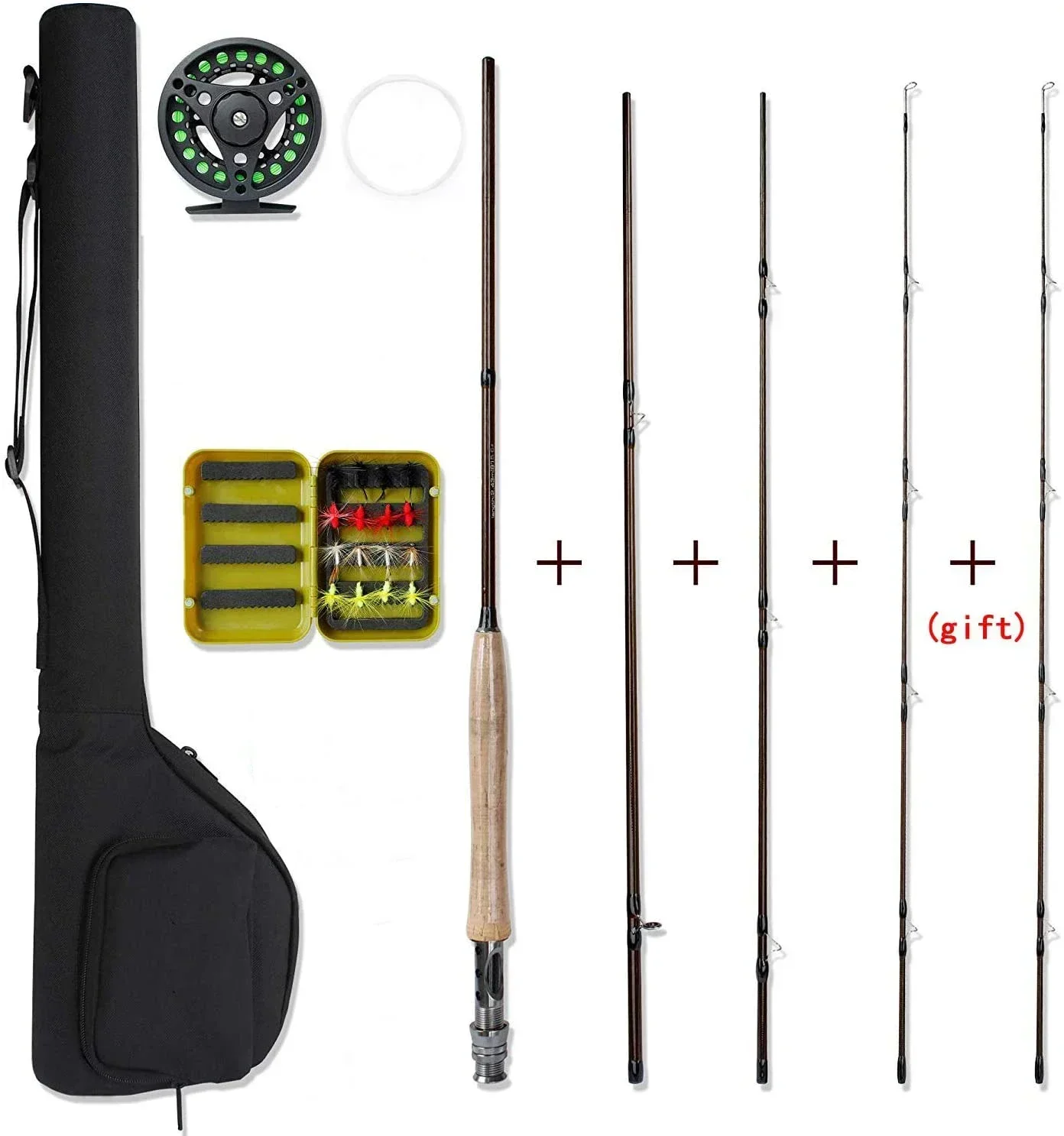 4-section Portable Fly Fishing Rod Set 2.43 Meters High Carbon Fly Reel Set Line/ Bait /rod /bag Combination Fliegenfischen Comb