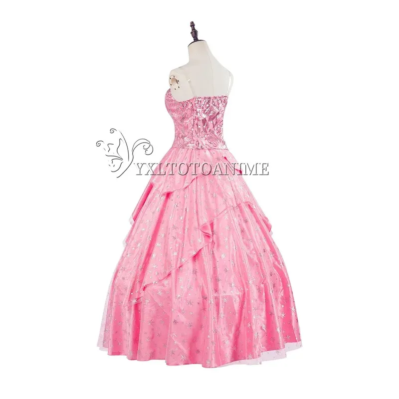 أزياء شريرة غليندا التأثيرية تمويه المرأة فستان وردي Farthingale هالوين كرنفال ملابس الحفلات البدلة FilmStyle