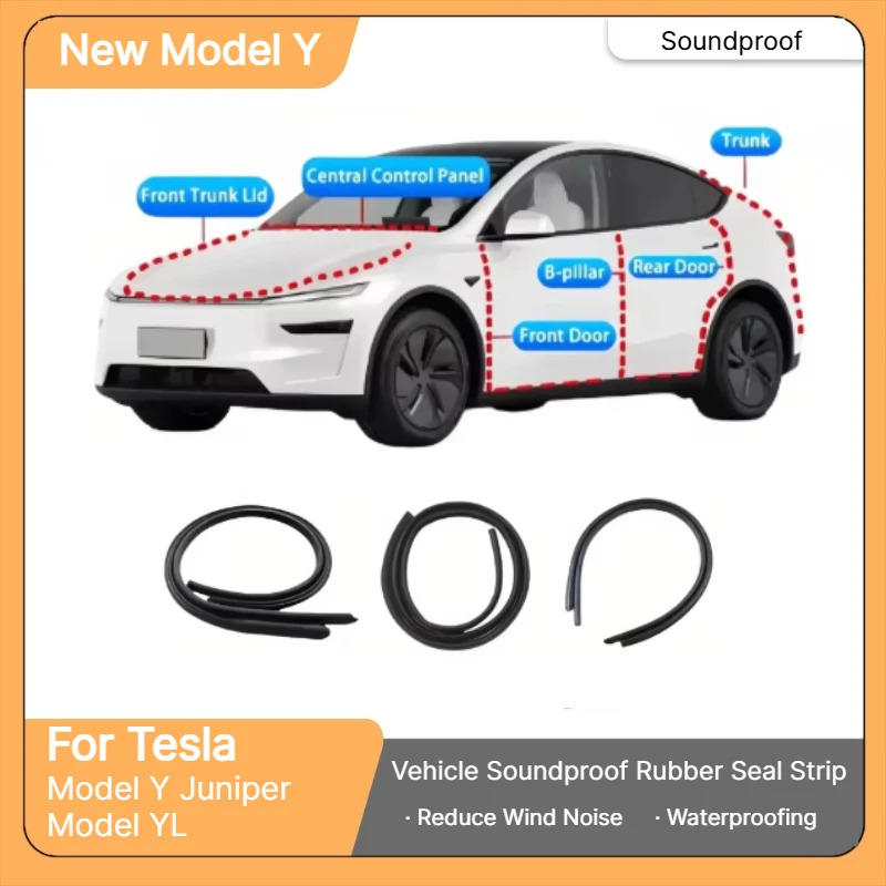 For Tesla Model Y Juniper 2026 Door Sealing Soundproof Rubber Sealing Strip Sunroof Sealing To Reduce Wind Noise Soundproof Kit