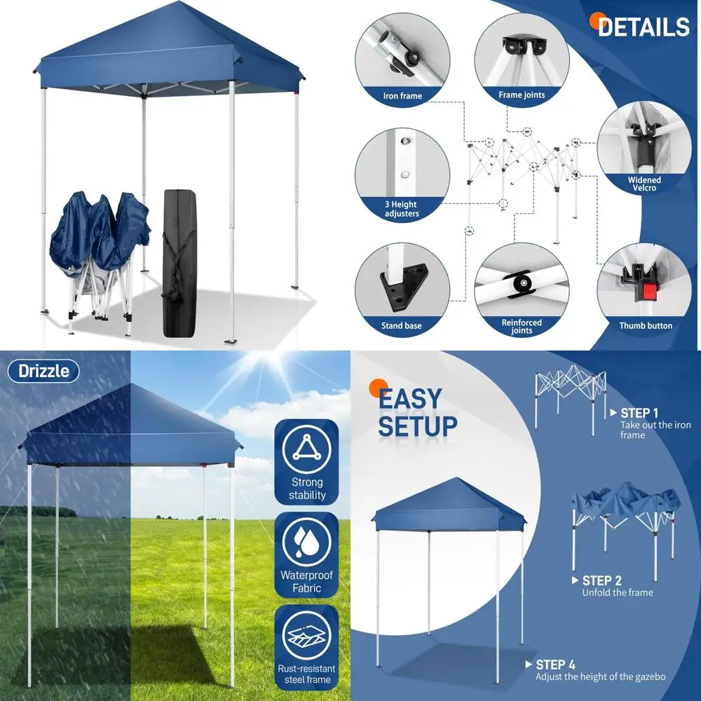 

Outvita 5x5 Pop Up Canopy Tent, Ez Up Outdoor Canopy Tent Instant Shelter with Carry Bag Straight Legs Patio Balcony Porch Backy